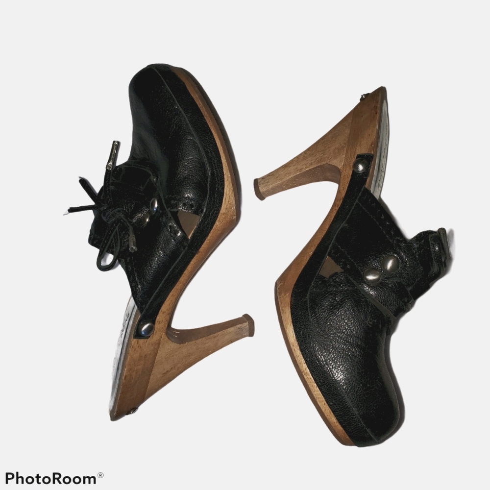 Michael Kors mule clog tie up black leather size 5